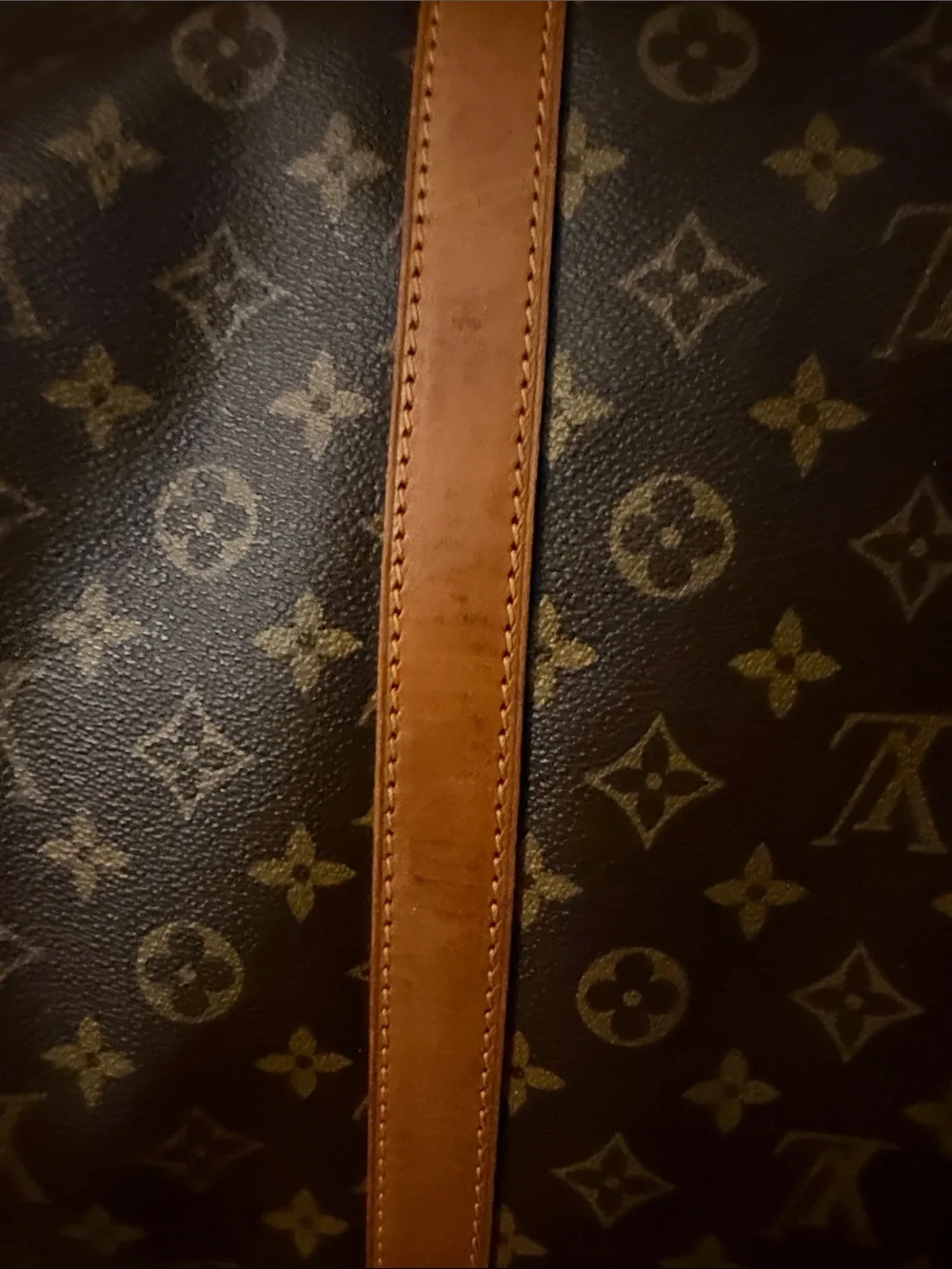 Louis Vuitton Monogram Canvas Keepall Travel Bag with Tan Trim Authentic LV 60